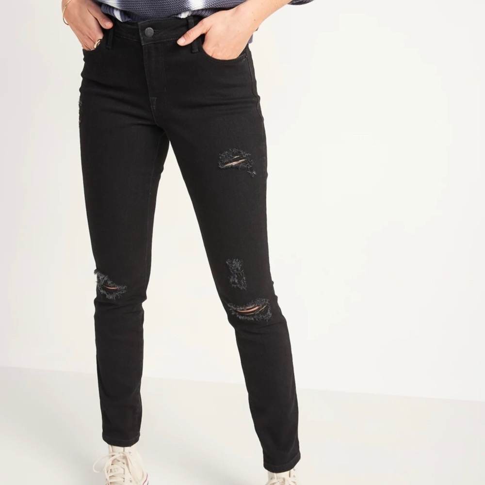 Old Navy Pop Icon Skinny Black Distressed Jeans